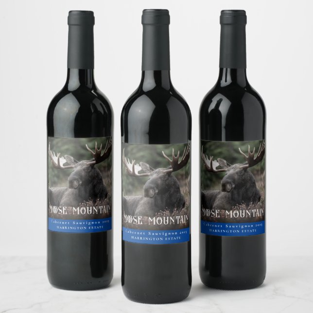 Mockup Moose Mountain Anpassningsbar Vin-etiketter Vinflaska Etikett (Flaskor)