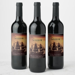 Mockup Pirat Frakt Anpassningsbar Vin etiketter