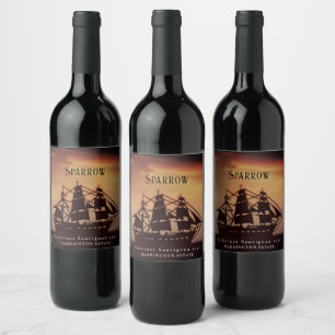 Mockup Pirat Frakt Anpassningsbar Vin etiketter