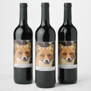 Mockup Red Fox Anpassningsbar Vin-etiketter Vinflaska Etikett