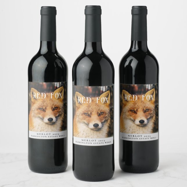 Mockup Red Fox Anpassningsbar Vin-etiketter Vinflaska Etikett (Flaskor)