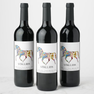 Mockup Stallion Horse Art Anpassningsbar Vin etike Vinflaska Etikett