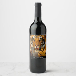 Mockup Tiger Anpassningsbar Vin-etikett Vinflaska Etikett