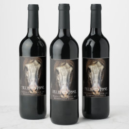 Mockup Vild Horse Western Anpassningsbar Vin Etike Vinflaska Etikett