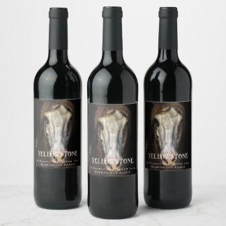 Mockup Vild Horse Western Anpassningsbar Vin Etike Vinflaska Etikett