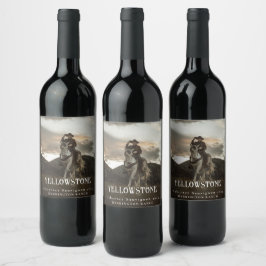 Mockup Yellowstone Western Anpassningsbar Vin-etik Vinflaska Etikett