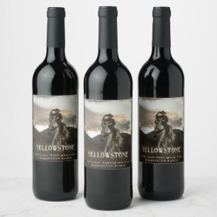 Mockup Yellowstone Western Anpassningsbar Vin-etik Vinflaska Etikett