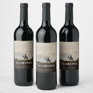 Mockup Yellowstone Western Anpassningsbar Vin-etik Vinflaska Etikett