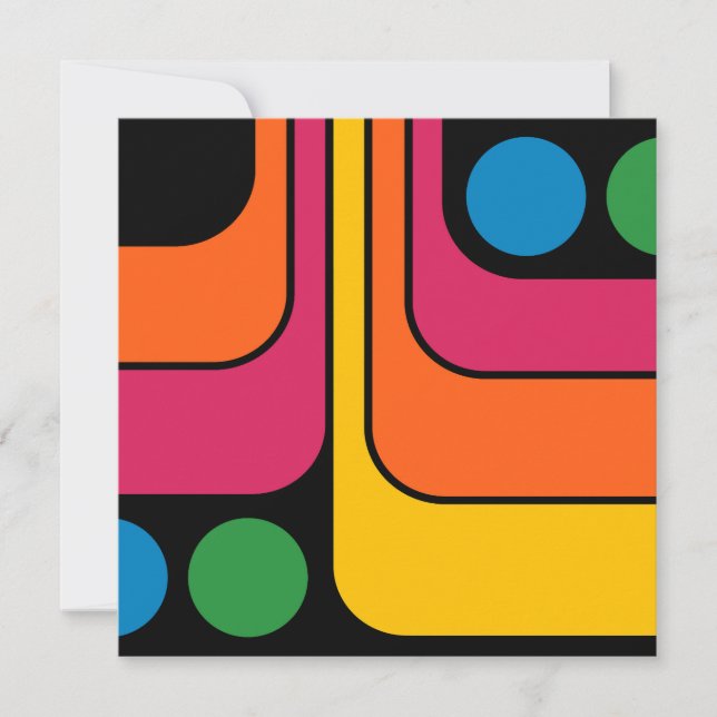 Mod 1970-tal Retro Stil Geometrisk Design Inbjudningar (Framsida)