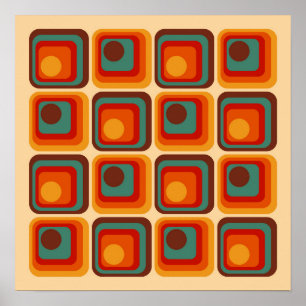 Mod 1970-tals Retro Geometrisk Design Poster