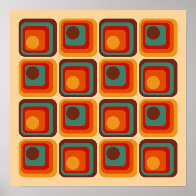 Mod 1970-tals Retro Geometrisk Design Poster (Framsidan)