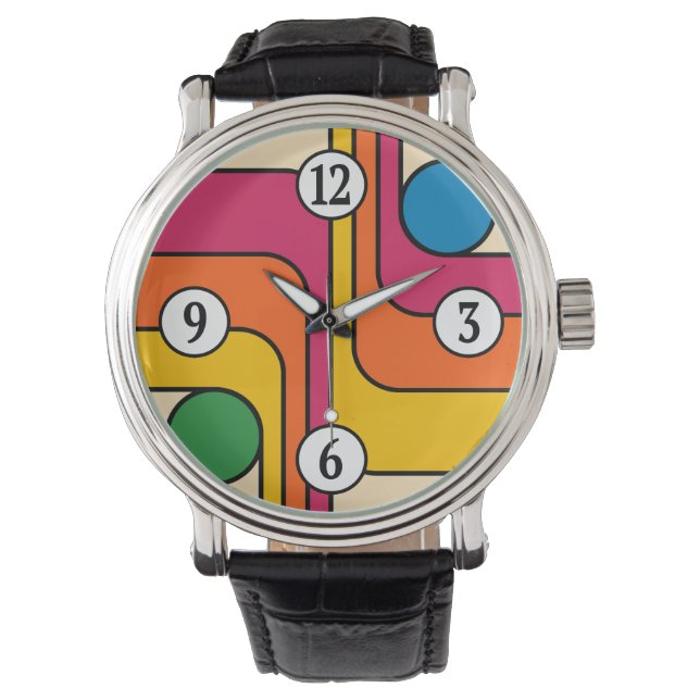 Mod 1970-tals Retro Stil Geometrisk Design Armbandsur (Framsida)