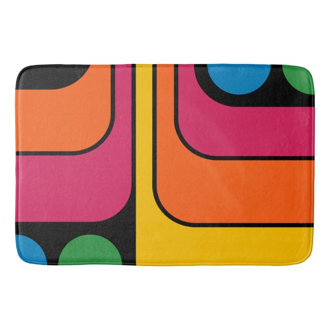 Mod 1970-tals Retro Stil Geometrisk Design Badrumsmatta (Framsidan)