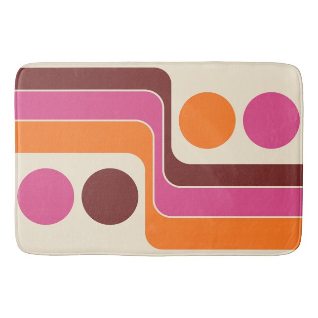 Mod 1970-tals Retro Stil Geometrisk Design Badrumsmatta (Framsidan)