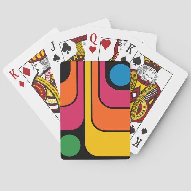 Mod 1970-tals Retro Stil Geometrisk Design Casinokort (Baksidan)
