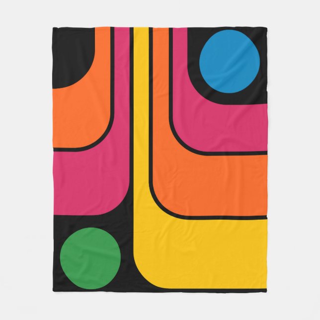 Mod 1970-tals Retro Stil Geometrisk Design Fleecefilt (Framsidan)