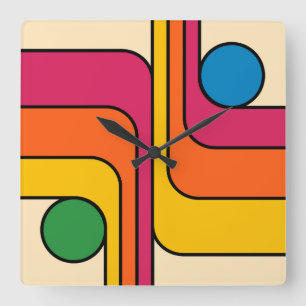 Mod 1970-tals Retro Stil Geometrisk Design Fyrkantig Klocka
