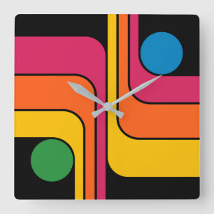 Mod 1970-tals Retro Stil Geometrisk Design Fyrkantig Klocka