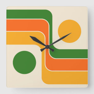 Mod 1970-tals Retro Stil Geometrisk Design Fyrkantig Klocka