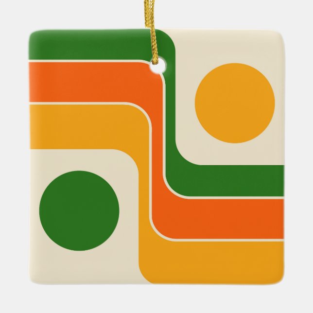 Mod 1970-tals Retro Stil Geometrisk Design Julgransprydnad Keramik (Framsida)