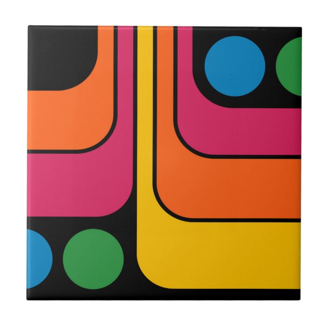 Mod 1970-tals Retro Stil Geometrisk Design Kakelplatta (Framsidan)