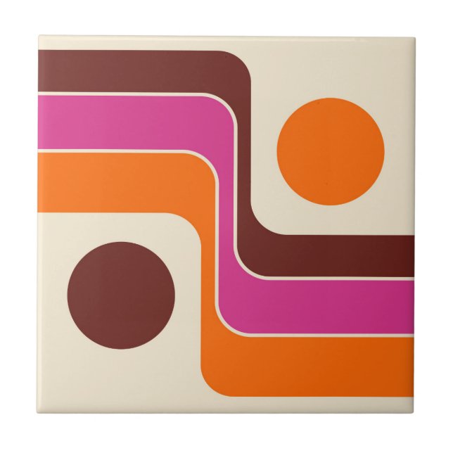 Mod 1970-tals Retro Stil Geometrisk Design Kakelplatta (Framsidan)