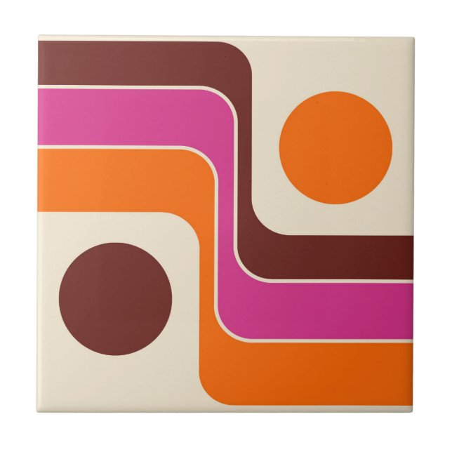 Mod 1970-tals Retro Stil Geometrisk Design Kakelplatta (Framsidan)