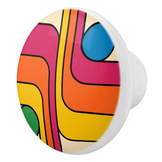 Mod 1970-tals Retro Stil Geometrisk Design Knopp (Höger)