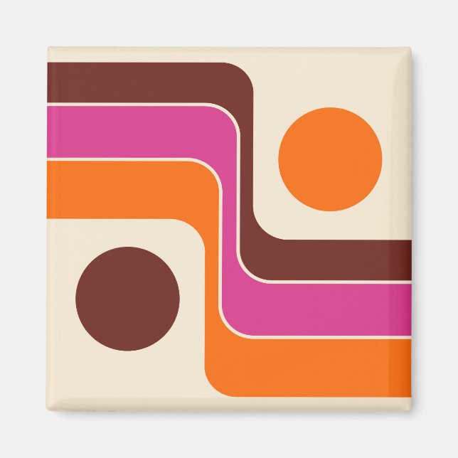 Mod 1970-tals Retro Stil Geometrisk Design Magnet (Framsidan)