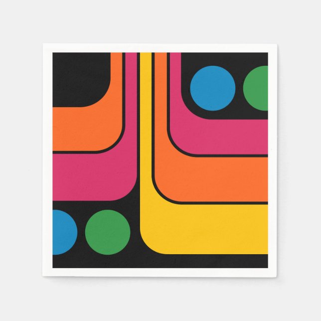 Mod 1970-tals Retro Stil Geometrisk Design Pappersservett (Framsidan)