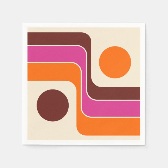 Mod 1970-tals Retro Stil Geometrisk Design Pappersservett (Framsidan)