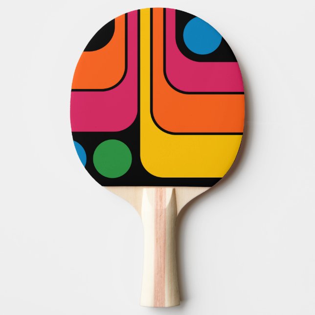 Mod 1970-tals Retro Stil Geometrisk Design Pingisracket (Framsidan)