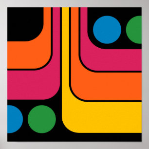 Mod 1970-tals Retro Stil Geometrisk Design Poster