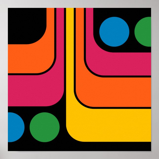 Mod 1970-tals Retro Stil Geometrisk Design Poster (Framsidan)