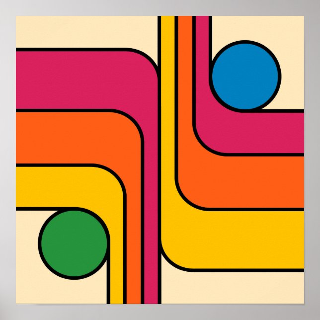 Mod 1970-tals Retro Stil Geometrisk Design Poster (Framsidan)