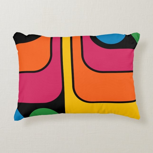 Mod 1970-tals Retro Stil Geometrisk Design Prydnadskudde (Framsidan)