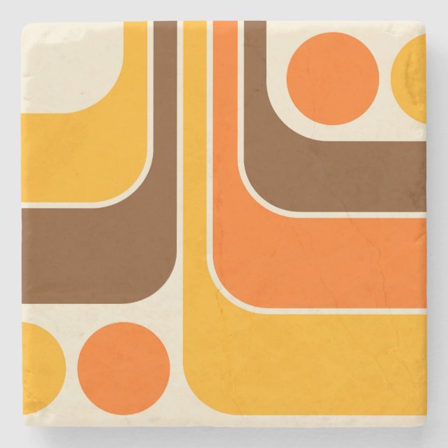 Mod 1970-tals Retro Stil Geometrisk Design Stenunderlägg (Framsidan)