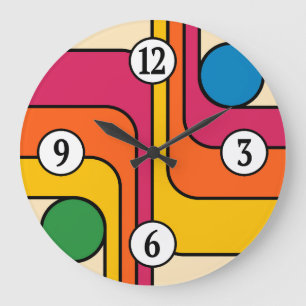 Mod 1970-tals Retro Stil Geometrisk Design Stor Klocka