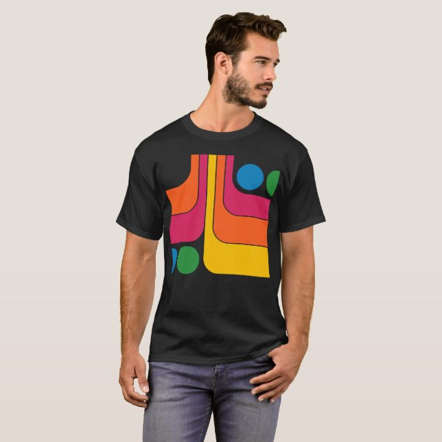 Mod 1970-tals Retro Stil Geometrisk Design T Shirt (Hel framsida)