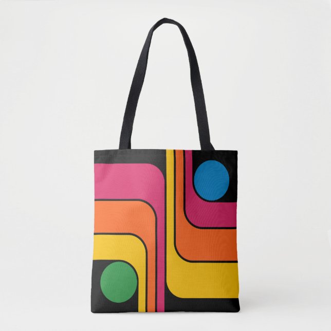 Mod 1970-tals Retro Stil Geometrisk Design Tygkasse (Framsida)