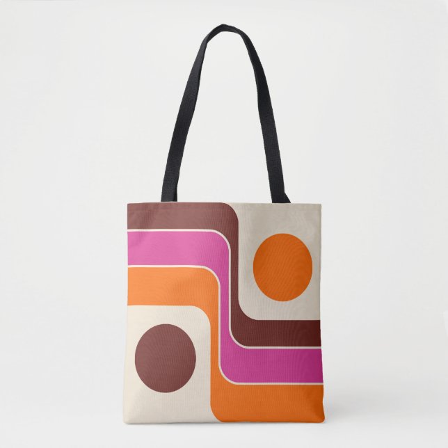 Mod 1970-tals Retro Stil Geometrisk Design Tygkasse (Framsida)