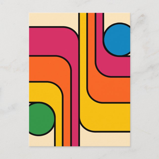 Mod 1970-tals Retro Stil Geometrisk Design Vykort (Framsida)