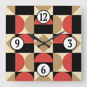 Mod 1970s Retro Stil Geometric Design Fyrkantig Klocka