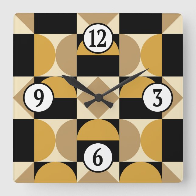 Mod 1970s Retro Stil Geometric Design Fyrkantig Klocka (Framsida)