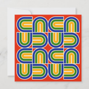Mod 1970s Retro Stil Geometric Design Inbjudningar