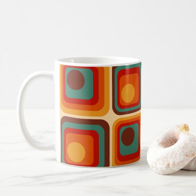 Mod 1970s Retro Stil Geometric Design Kaffemugg (Med munk)