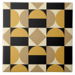 Mod 1970s Retro Stil Geometric Design Kakelplatta<br><div class="desc">Färgfull Retro Mid Century Modern Geometric Abstrakt Black & Guld.</div>