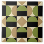 Mod 1970s Retro Stil Geometric Design Kakelplatta<br><div class="desc">Färgfull Retro Mid Century Modern Geometric Abstrakt Oliv grönt Black & Guld.</div>