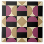Mod 1970s Retro Stil Geometric Design Kakelplatta<br><div class="desc">Färgfull Retro Mid Century Modern Geometric Abstrakt Burgundy Black & Guld.</div>