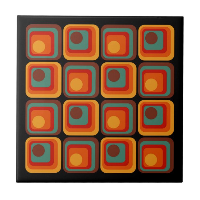Mod 1970s Retro Stil Geometric Design Kakelplatta (Framsidan)